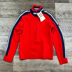 NWT Vintage 80s Demetre Ski Sweater 100% Pure Virgin Wool Red Colorblock - Small
